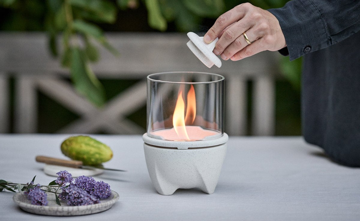 DENK Keramik Schmelzfeuer Indoor Albicium mit Windglas-Aufsatz - SFAI+WLA von DENK Keramik