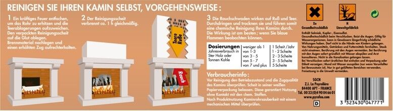 5x Reinigungsscheit Entrußer für Holz & Kohle von pyro feu