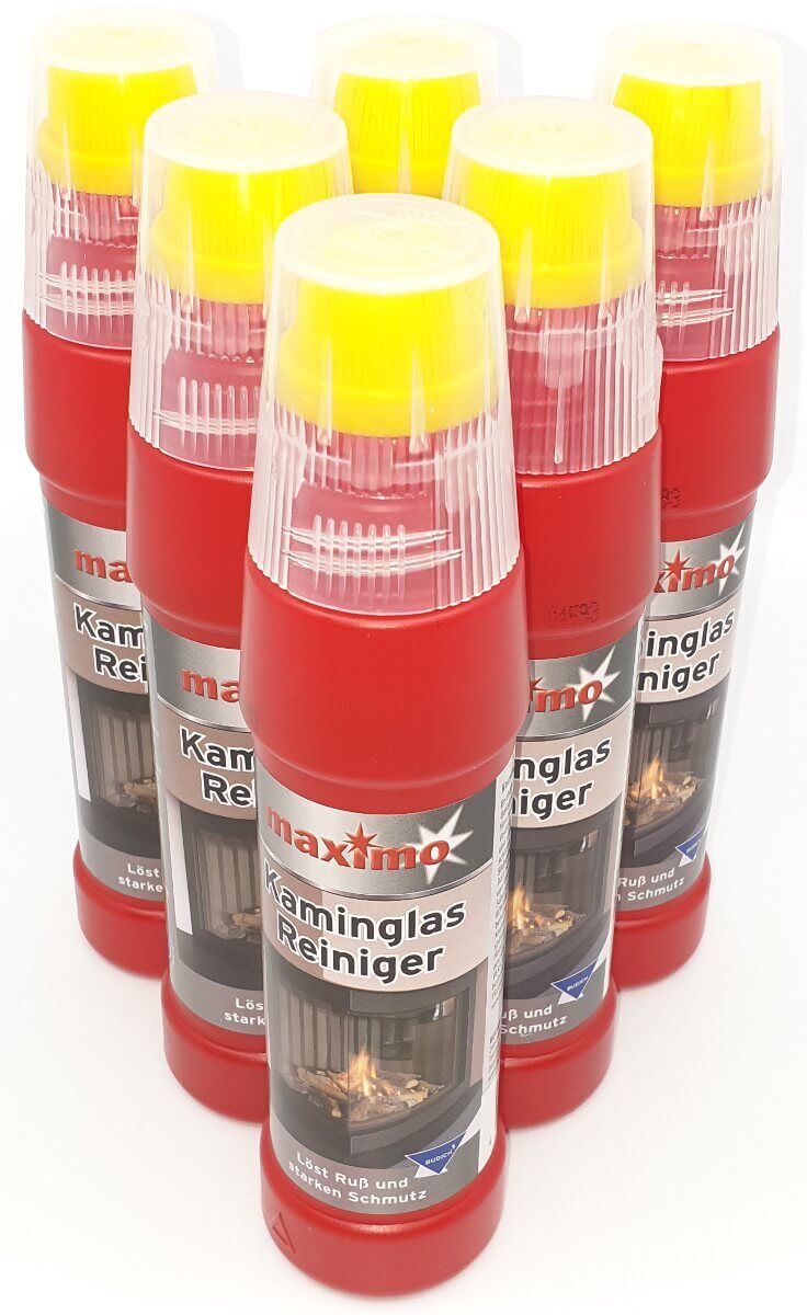 6x Spezial maximo Gel Kaminglas Reiniger gegen Ruß und Schmutz inkl. integrierter Bürste je 200ml von maximo