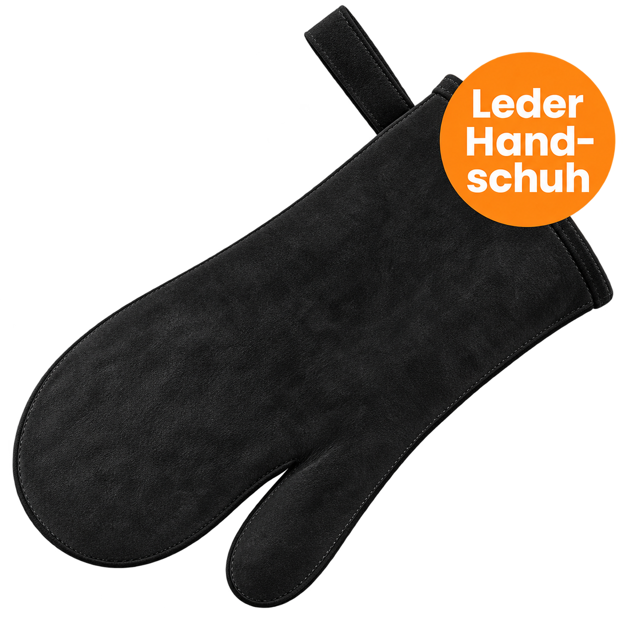 BLACK OAK Kaminhandschuh aus Rindsleder 32 x 31 cm - Grillhandschuh Ofenhandschuh schwarz von BLACK OAK