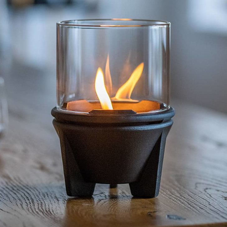 DENK Keramik Schmelzfeuer Indoor CeraLava mit Windglas-Aufsatz ~ SFCI+WLA von DENK Keramik