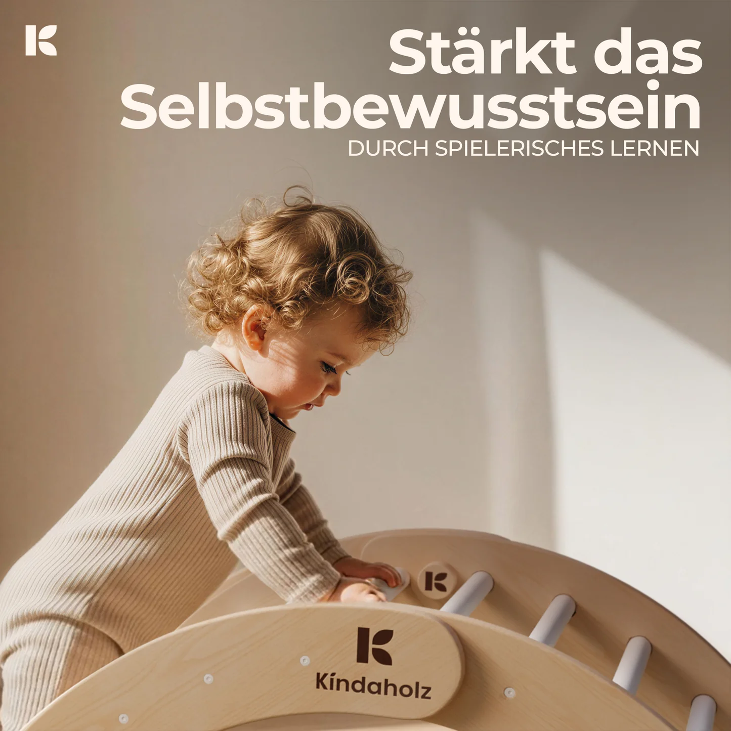 Kindaholz NINA Kletterbogen mit MIKA Rutschrampe Weiß Indoor Kletterset aus FSC Holz von Kindaholz