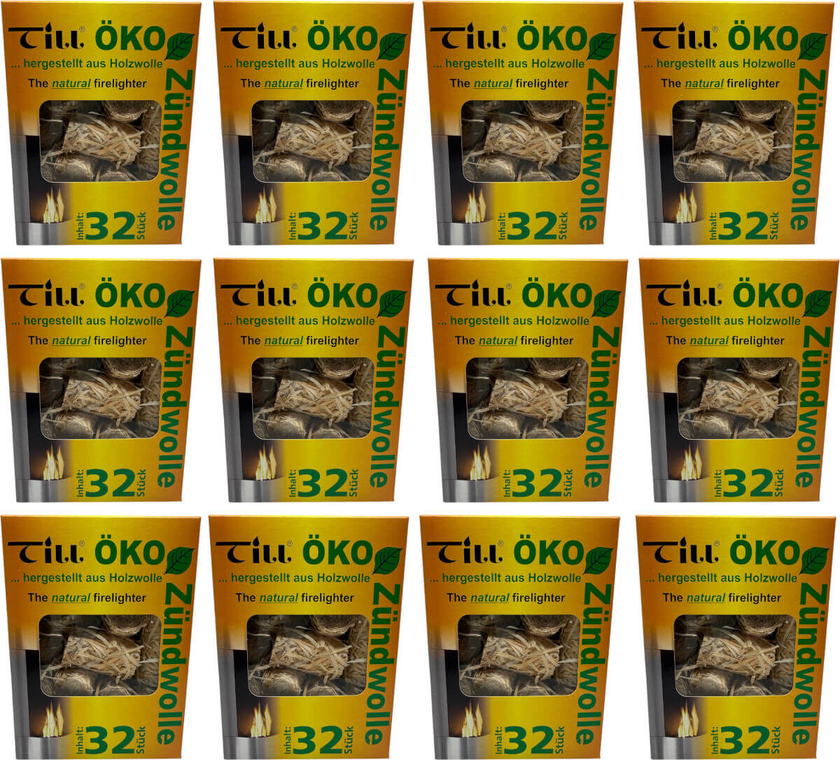 12x Till Öko Zündwolle | Grillanzünder | Ofennzünder | Kaminanzünder | 384 Anzünder von Till