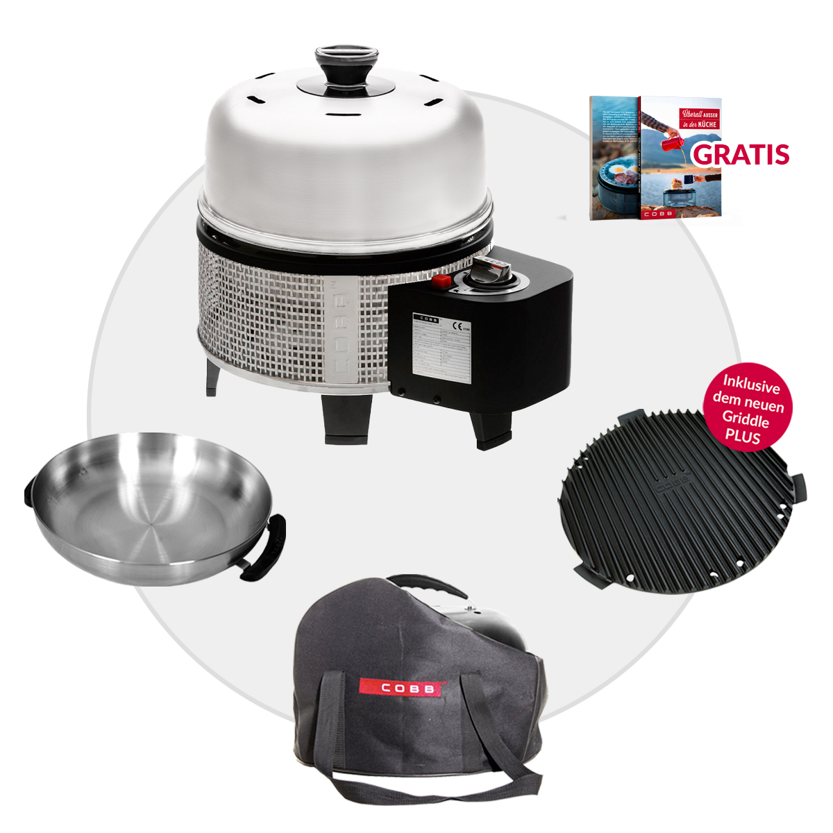 COBB Gas DELUXE 2.0 Multifunktionsgrill inkl. Griddle, Wok & Tasche + Kochbuch GRATIS von Cobb