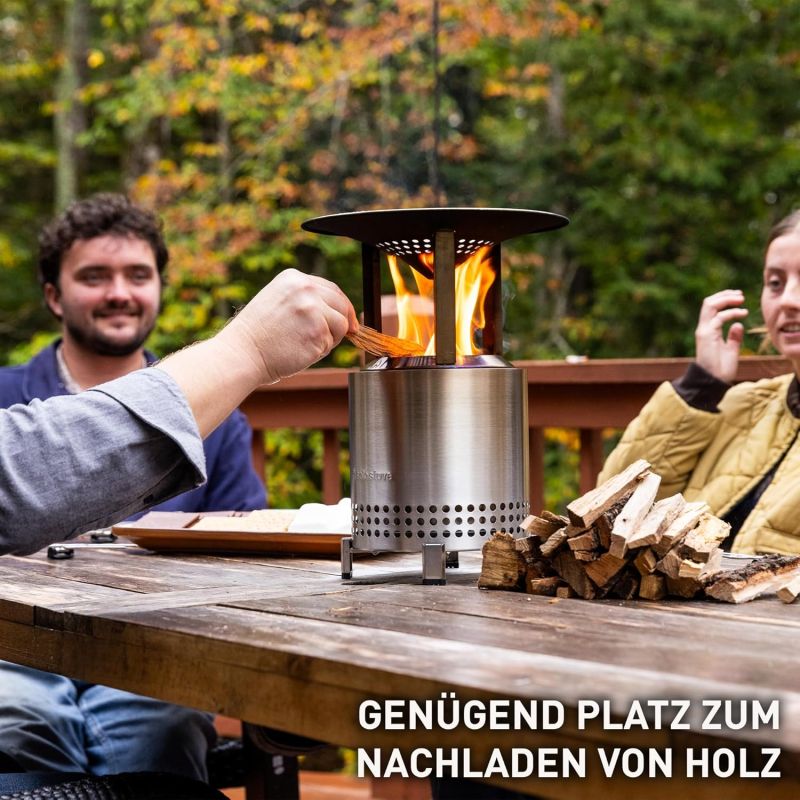 Solo Stove Mesa XL Tischfeuer Ø 17,8cm Tischkamin Outdoor Ash / Anthrazit & Mesa XL Wärmeverteiler von Solo Stove