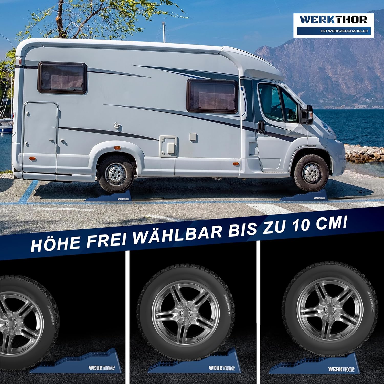 WERKTHOR Auffahrkeile 2er Set Blau mit Tasche | Wohnmobil & Wohnwagen & VAN von WERKTHOR