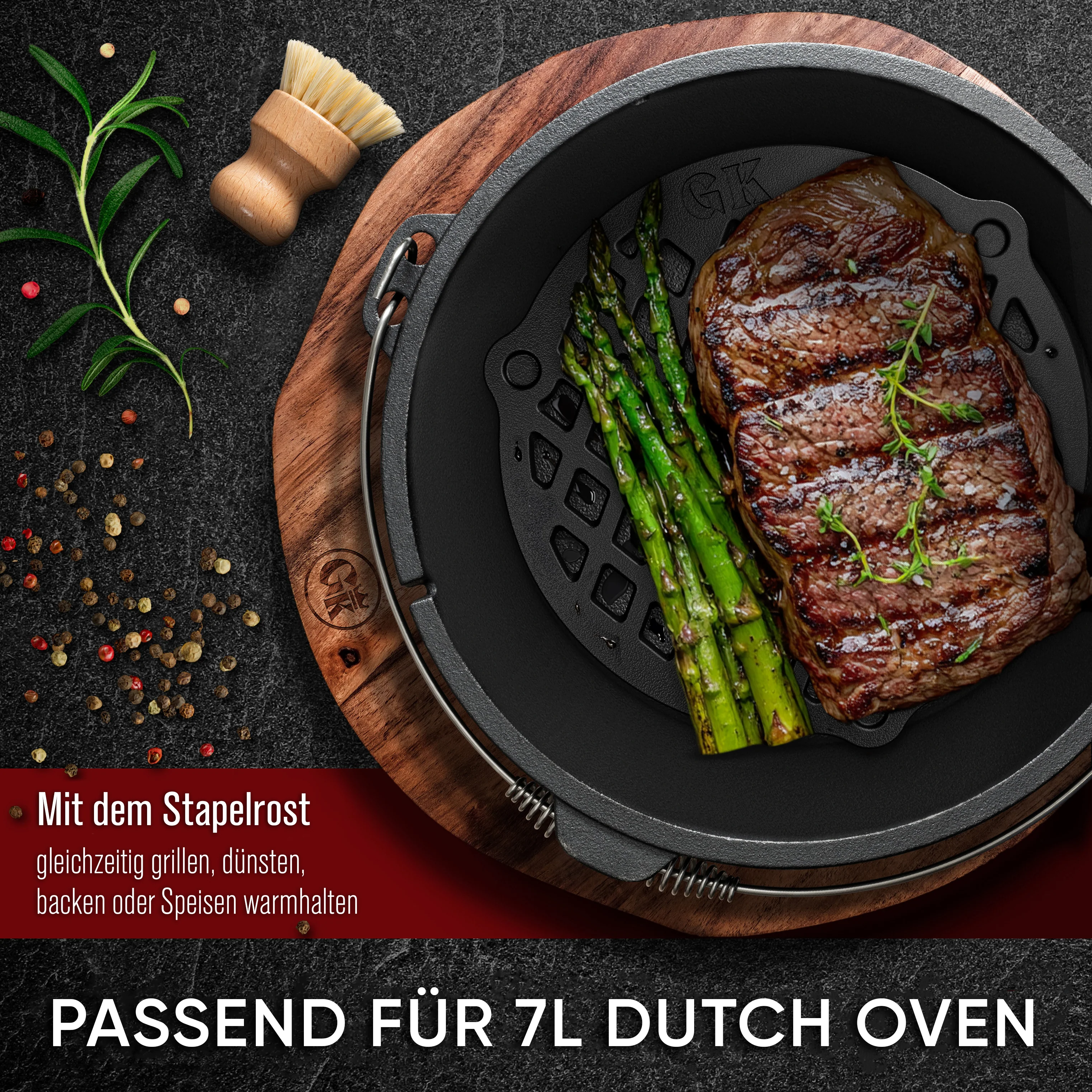 GUSSKÖNIG Gusseisen Stapelrost für Dutch Oven 7 Liter Ø 23cm von GUSSKÖNIG