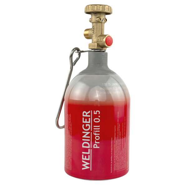 Befüllbare Aluminium Propanflasche Profill 0.5 + Umfüllschlauch + Schnellkupplungen von HUW24