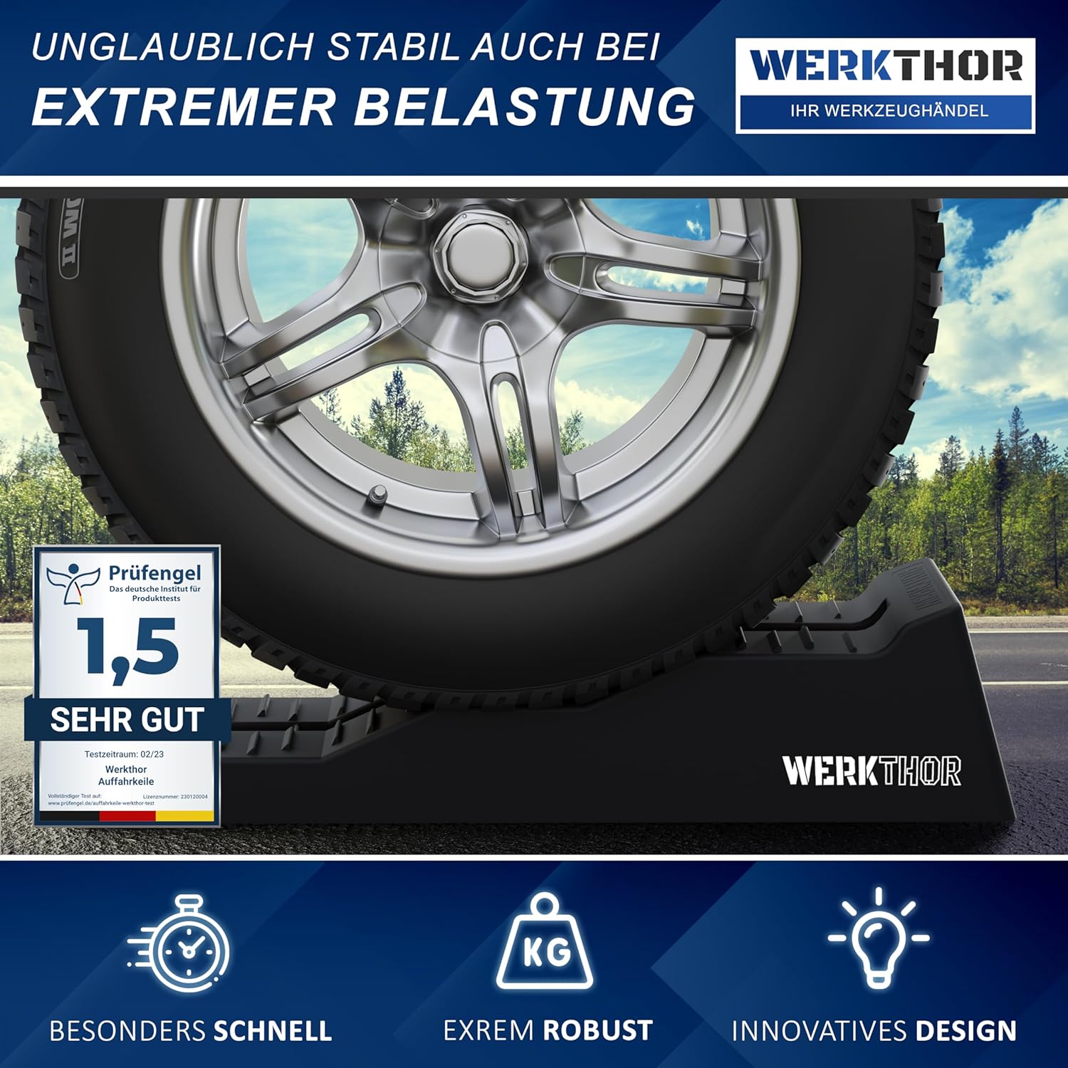 WERKTHOR Auffahrkeile 2er Set Schwarz mit Tasche | Wohnmobil & Wohnwagen & VAN von WERKTHOR